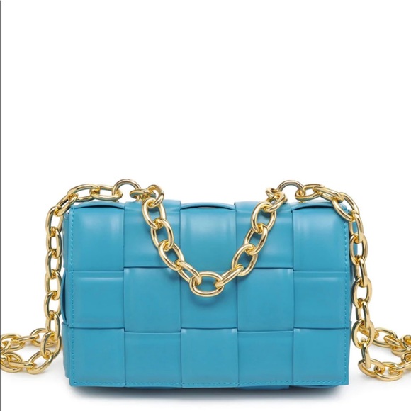 VICI-Desire Padded Woven Chain Handbag-Ocean - Picture 2 of 4